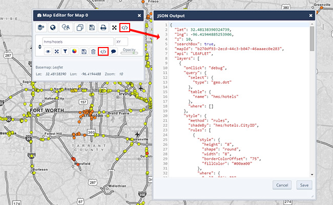 Advanced Map Editor JSON View