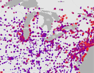Point Data w/Interval Shading, Hotels, 3 Intervals